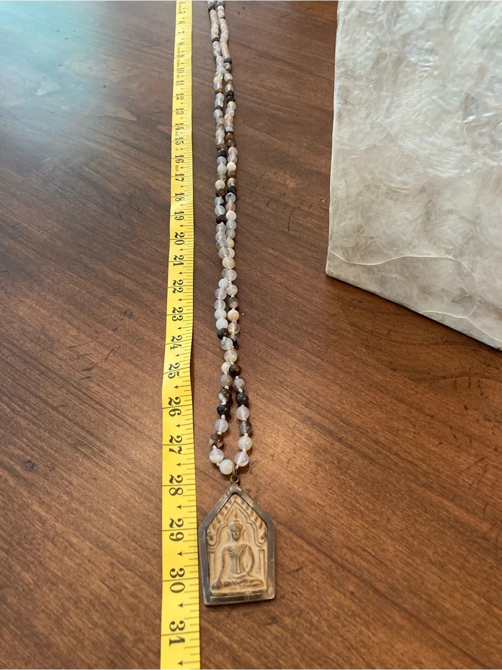 Artist handcrafted Buddha & lucky horn agate  Beaded necklace.